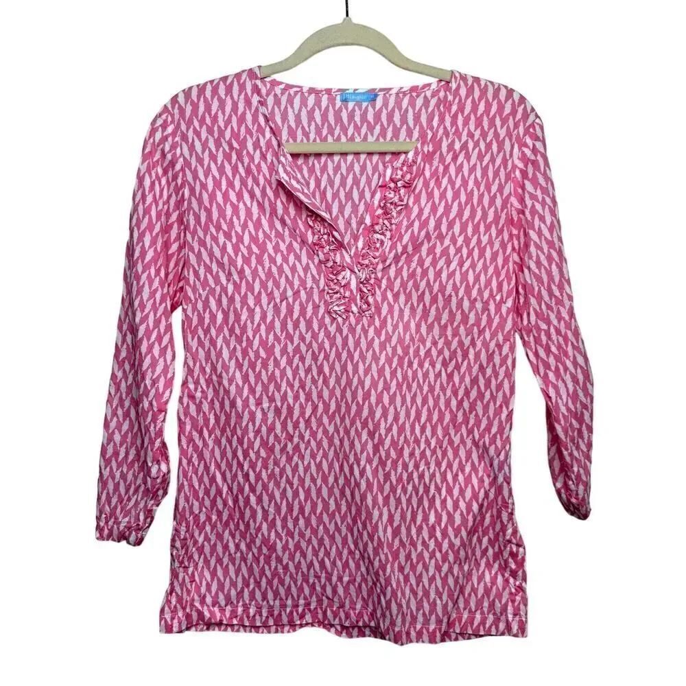 J. McLaughlin Geometric Cotton Tunic Top Sz. XS